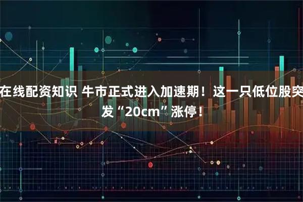 在线配资知识 牛市正式进入加速期！这一只低位股突发“20cm”涨停！