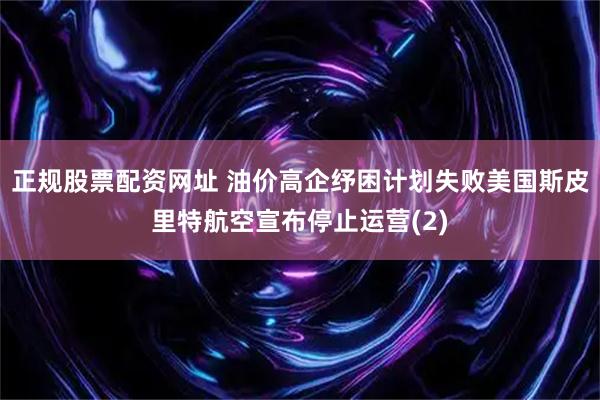 正规股票配资网址 油价高企纾困计划失败　美国斯皮里特航空宣布停止运营(2)